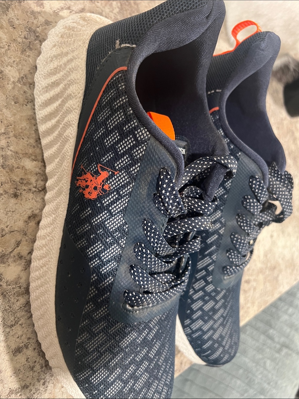U.S. Polo Assn. Navy and Orange Knit Athletic Sneakers